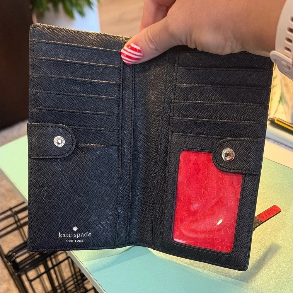 Kate Spade Tricolor Wallet card colder coin purse designer clutch red pink white